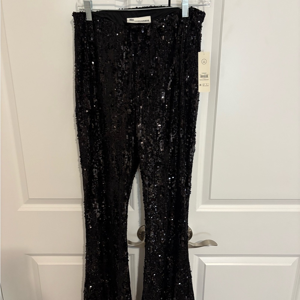No Boundaries Black Sequin Flare Pants